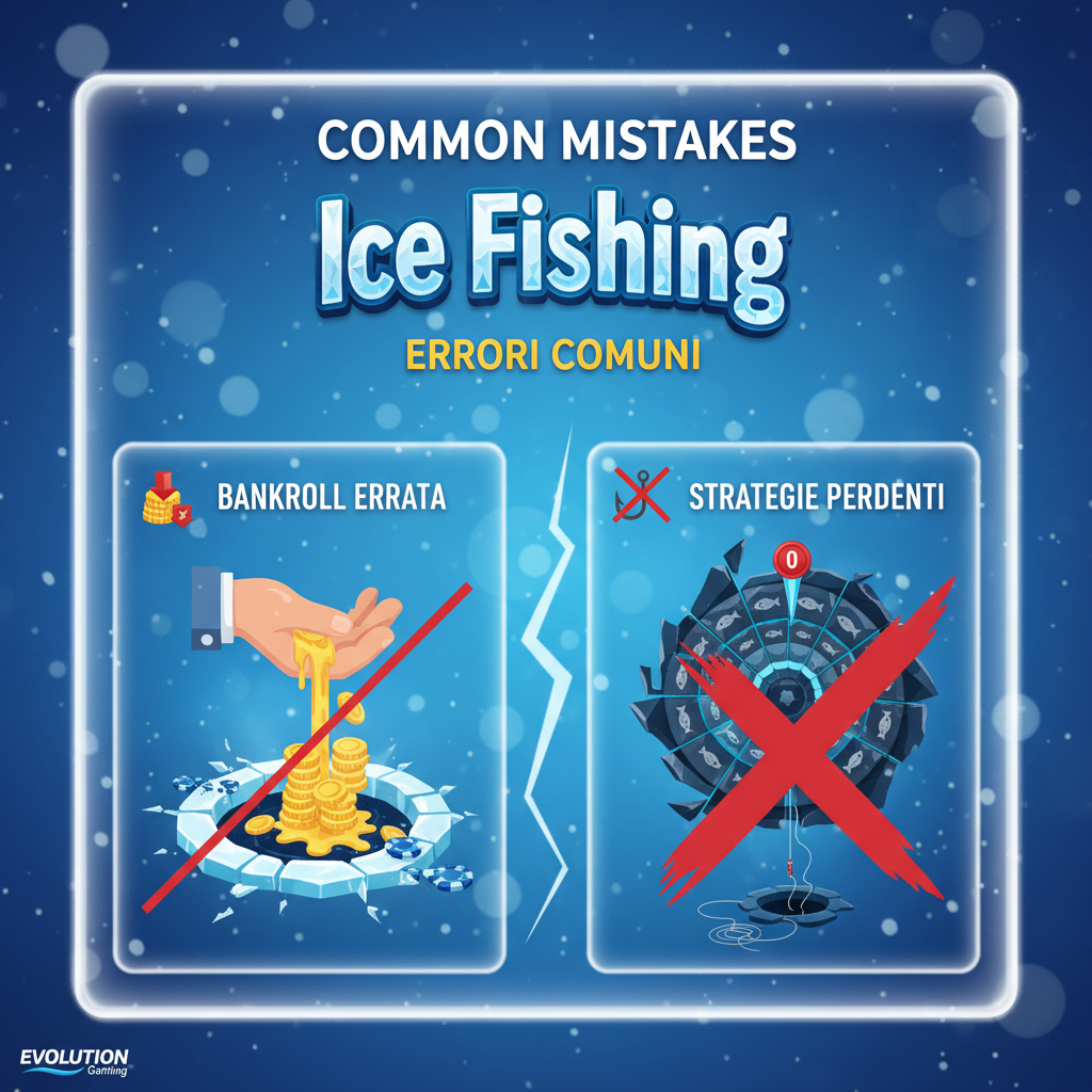 Ice Fishing errori comuni - esempi visual di gestione bankroll errata e strategie perdenti