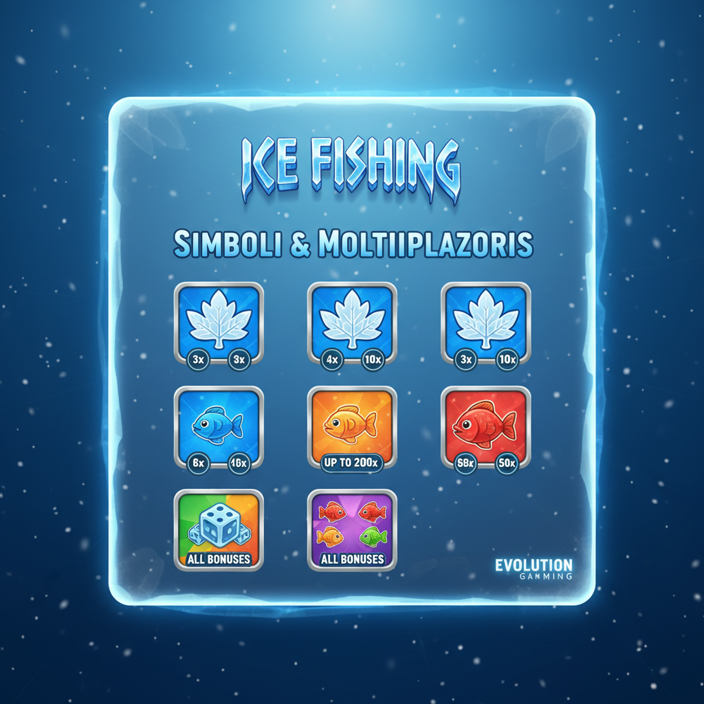 Ice Fishing paytable — tutti i simboli e moltiplicatori