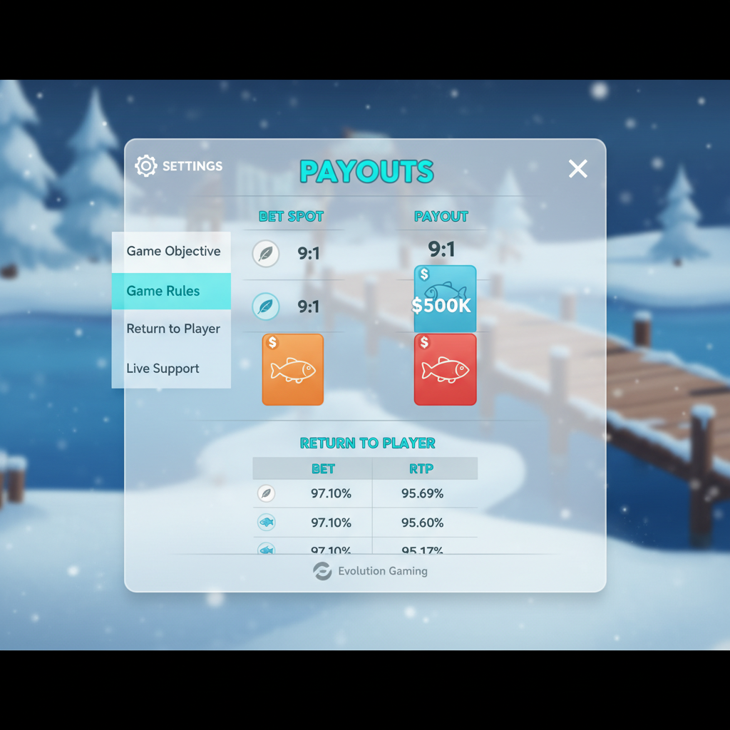 Ice Fishing tabella pagamenti su mobile - RTP e moltiplicatori bonus